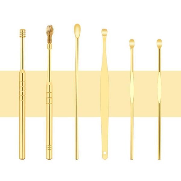 6Pcs/set Earpick Clean Tool Ear Wax Steel Earpick Wax Remover Curette Cleaner Spoon