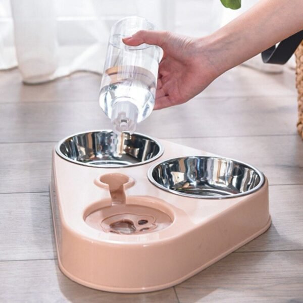 Pets three Bowls Food Water Feeder with Auto Water Dispenser Wet and dry separate bowls For Cats Dog - Image 9