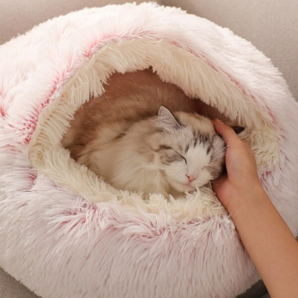 New Warm Sleepping Mat Dog Cat Bed Round Long Plush Cat's House Cave Pet Kitten Cushion Basket