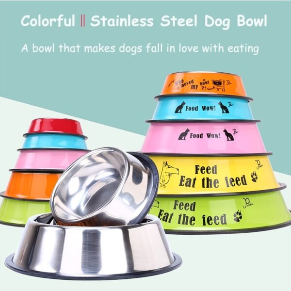 Stainless Steel Bowls Pet Dog Food Dish Non-slip Anti-fall Durable Cat Dogs Feeding Bowl Pets Outdoor