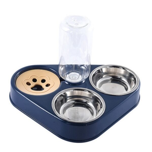 Pets three Bowls Food Water Feeder with Auto Water Dispenser Wet and dry separate bowls For Cats Dog - Image 4