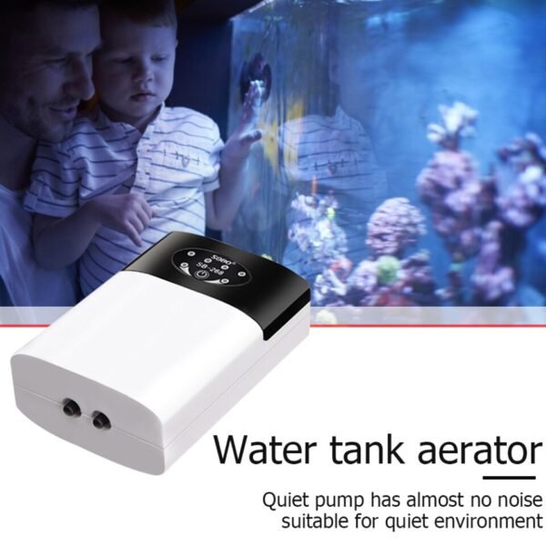 Fish Tank Aquarium Oxygen Pump USB Charging Portable Exhaust Air Stone Ultra Silent Air Compressor - Image 2