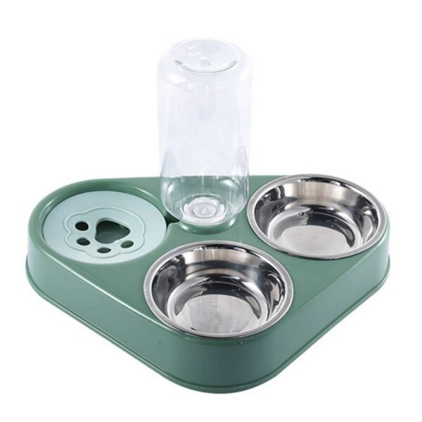 Pets three Bowls Food Water Feeder with Auto Water Dispenser Wet and dry separate bowls For Cats Dog - Image 12
