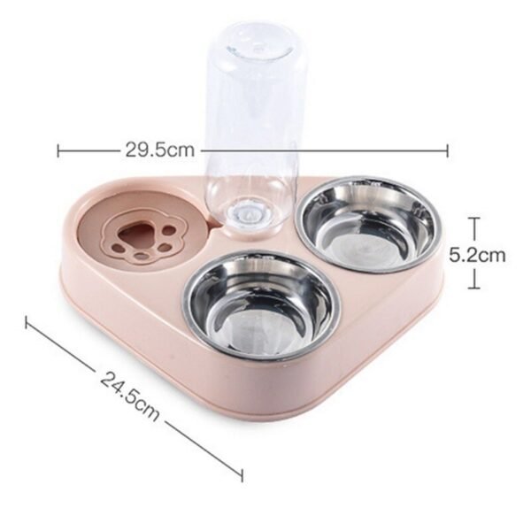 Pets three Bowls Food Water Feeder with Auto Water Dispenser Wet and dry separate bowls For Cats Dog - Image 13