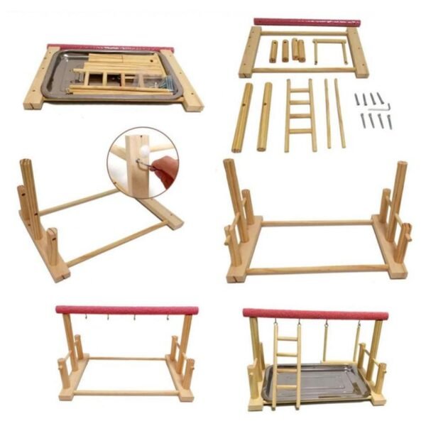 New Design Wood Parrot Ladder Swing Play Stand Perch Playground Pet Toy vogel birds accessoires - Image 3