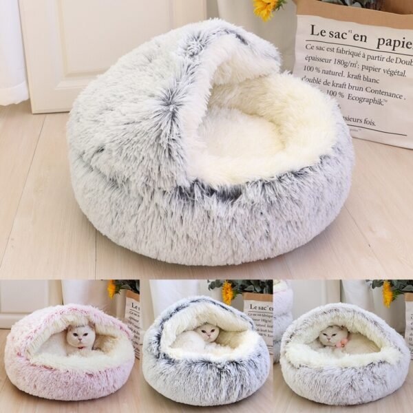 New Warm Sleepping Mat Dog Cat Bed Round Long Plush Cat's House Cave Pet Kitten Cushion Basket - Image 6