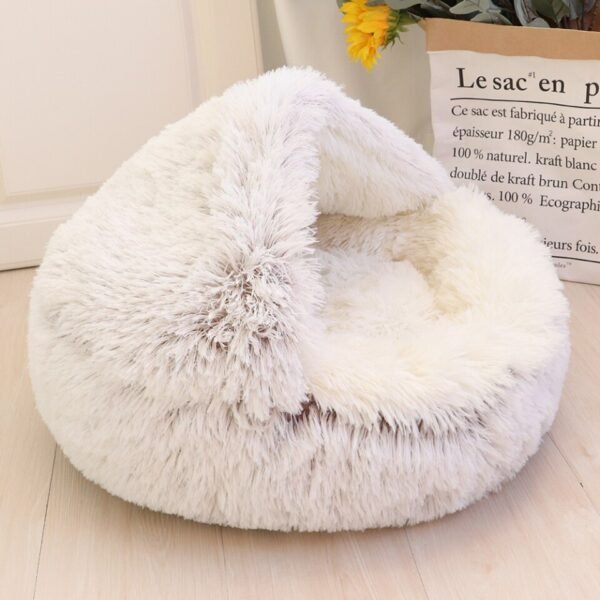 New Warm Sleepping Mat Dog Cat Bed Round Long Plush Cat's House Cave Pet Kitten Cushion Basket - Image 3
