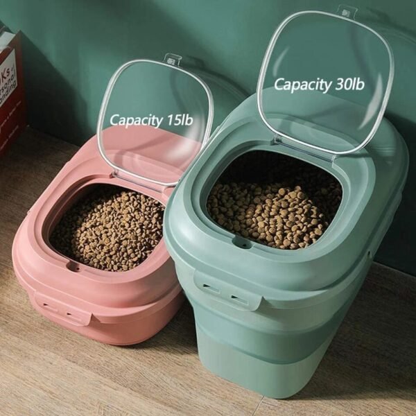 Large Capacity Airtight Foldable Pet Food Storage Containers Sealed Bucket Dog Cat Dry Food Storage