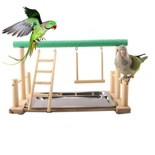 New Design Wood Parrot Ladder Swing Play Stand Perch Playground Pet Toy vogel birds accessoires