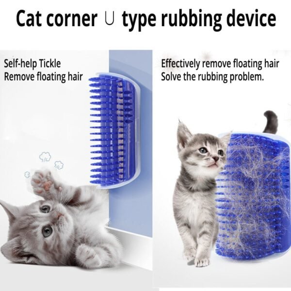 Cats Brush Corner Scratcher Rubbing Cat Massage Self Groomer With Catnip pet hair remover brush - Image 4