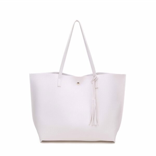 Faux Leather Handbag Waterproof Tote Bag Elegant Tassel Decoration Large Capacity Shoulder bag Purse - Image 4