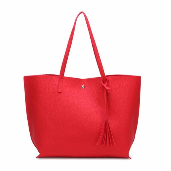 Faux Leather Handbag Waterproof Tote Bag Elegant Tassel Decoration Large Capacity Shoulder bag Purse - Image 3