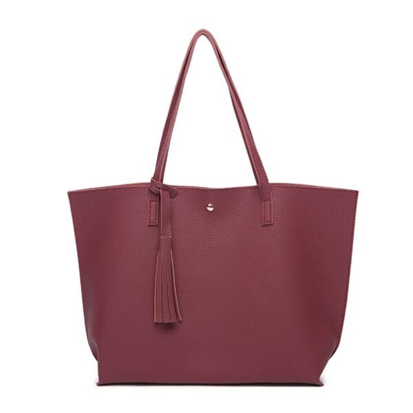 Faux Leather Handbag Waterproof Tote Bag Elegant Tassel Decoration Large Capacity Shoulder bag Purse - Image 5
