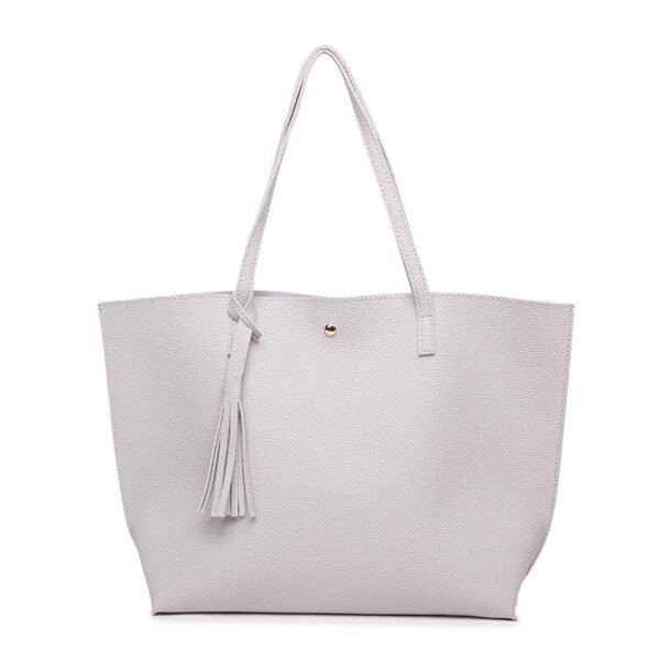 Faux Leather Handbag Waterproof Tote Bag Elegant Tassel Decoration Large Capacity Shoulder bag Purse - Image 2