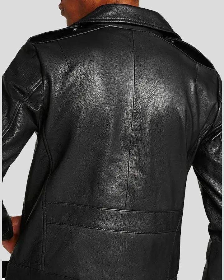 ANSON BLACK BIKER LEATHER JACKET - Image 3