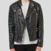 BARRET BLACK MOTORCYCLE LEATHER JACKET