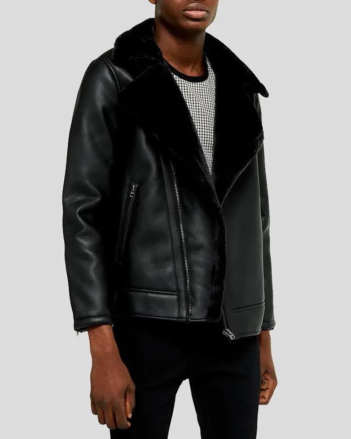 BARD BLACK SHEARLING LEATHER JACKET