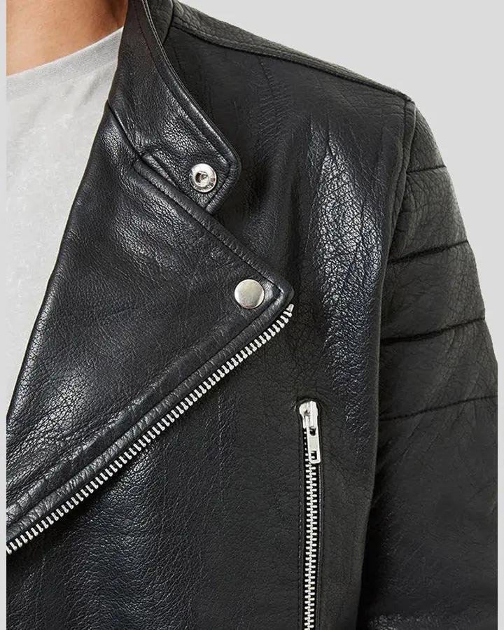 BARRET BLACK MOTORCYCLE LEATHER JACKET - Image 2