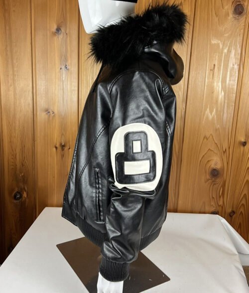 8 Ball Black Hooded Bomber Jacket - Image 4