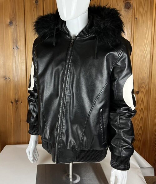 8 Ball Black Hooded Bomber Jacket - Image 3