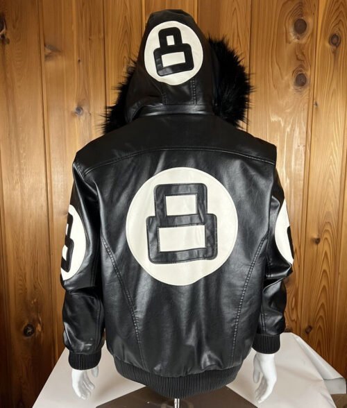 8 Ball Black Hooded Bomber Jacket - Image 2