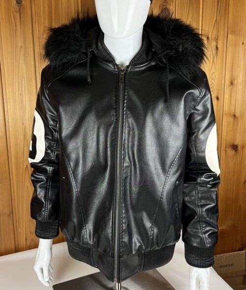 8 Ball Black Hooded Bomber Jacket