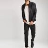 SUNG BLACK QUILTED LEATHER JACKET