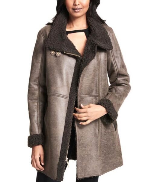 Whitely Brown Aviator Coat