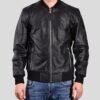 BRAN BLACK BOMBER LEATHER JACKET