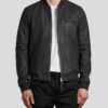 DENZEL BLACK BOMBER LEATHER JACKET