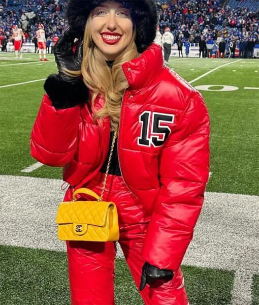 Chief Brittany Mahomes Red Puffer Jacket