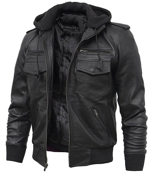 Craig Black Leather Jacket - Image 3