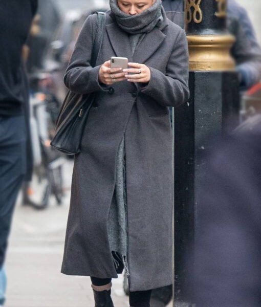 Emily Atack Grey Long Coat