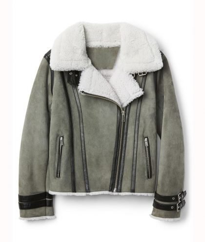 Maggie Grey Suede Leather Jacket - Image 2