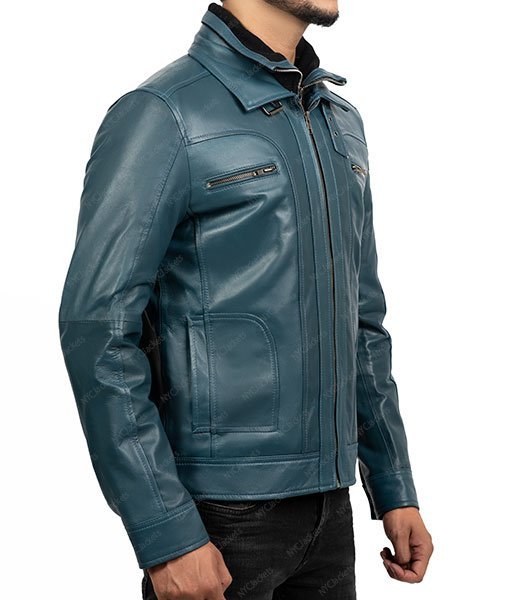 Hayden Blue Biker Jacket - Image 3