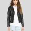 KIMORA BLACK STUDDED LEATHER JACKET