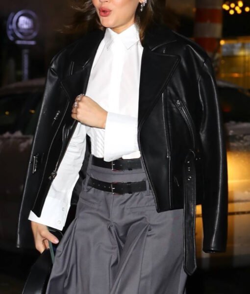 Lucy Hale Black Biker Jacket - Image 3