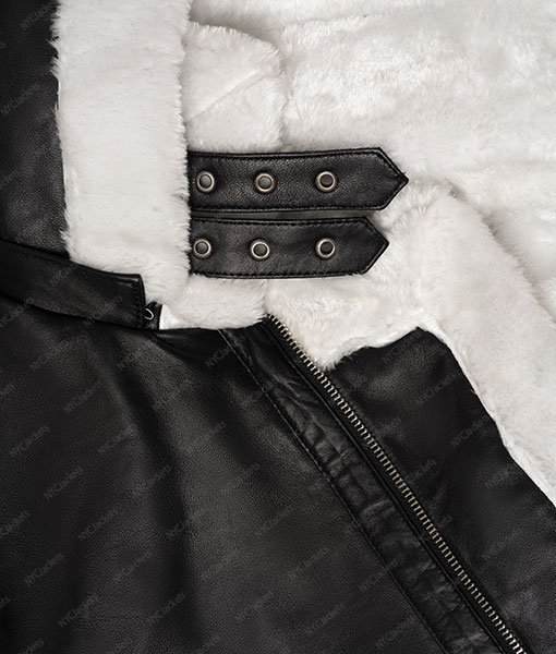 Markham Black Hooded Mens Aviator Leather Jacket - Image 7