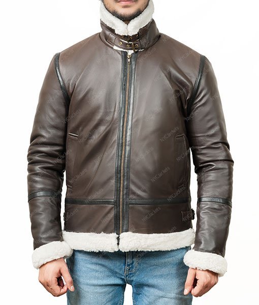 Markham Mens Brown Aviator Jacket - Image 2