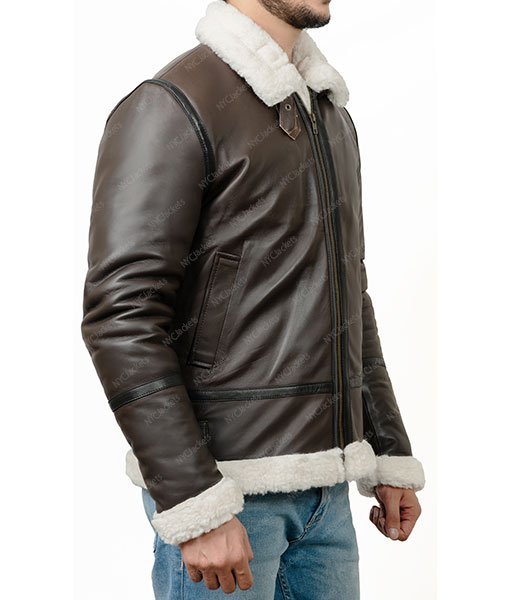 Markham Mens Brown Aviator Jacket - Image 3
