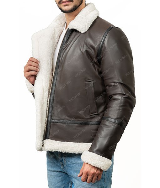 Markham Mens Brown Aviator Jacket - Image 4