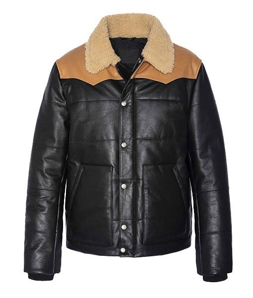 Mens Puffer Leather Jacket