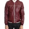 Men’s Stitched Maroon Leather Jacket