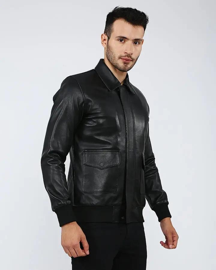WILT BLACK BOMBER LEATHER JACKET - Image 7
