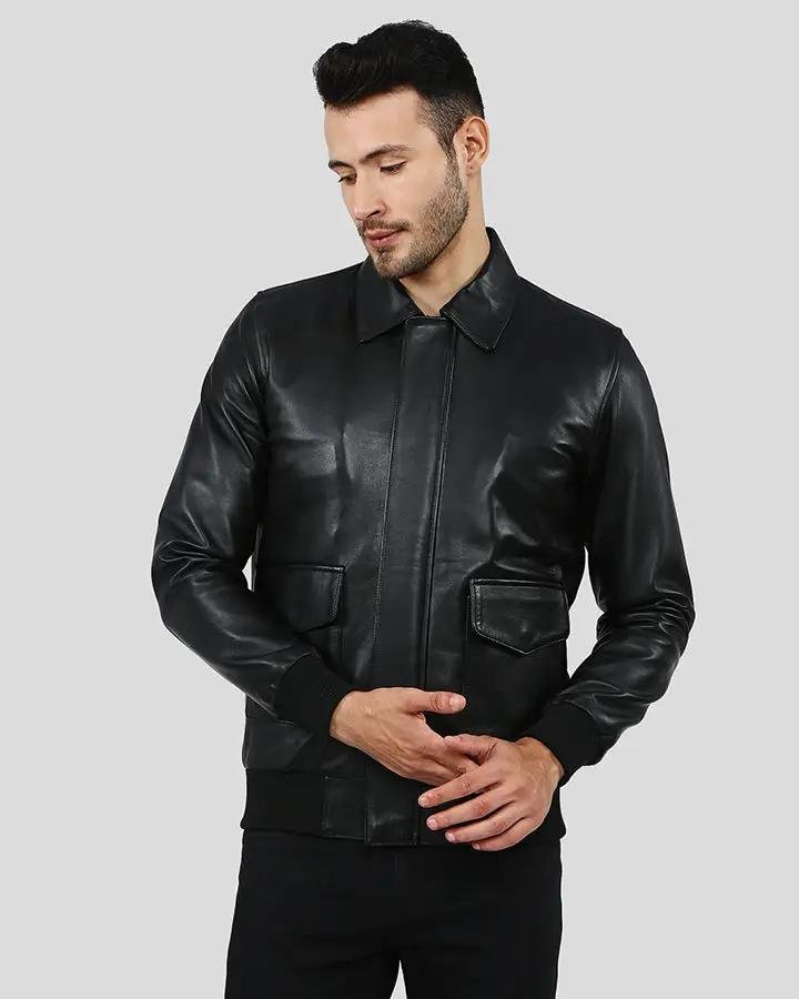 WILT BLACK BOMBER LEATHER JACKET - Image 6