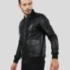 WILT BLACK BOMBER LEATHER JACKET