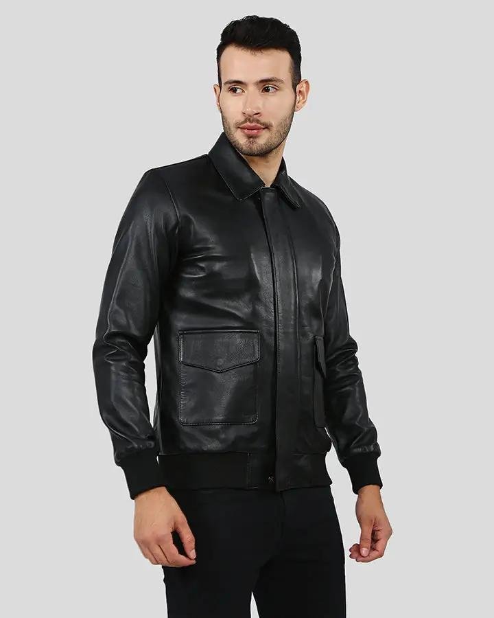 WILT BLACK BOMBER LEATHER JACKET - Image 5