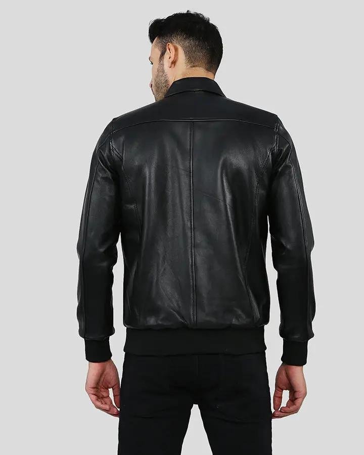 WILT BLACK BOMBER LEATHER JACKET - Image 4