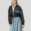 PETUNIA BLACK BOMBER LEATHER JACKET