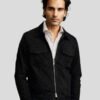 ALEXANDER BLACK SUEDE LEATHER JACKET WITH DOUBLE FRONT POCKET